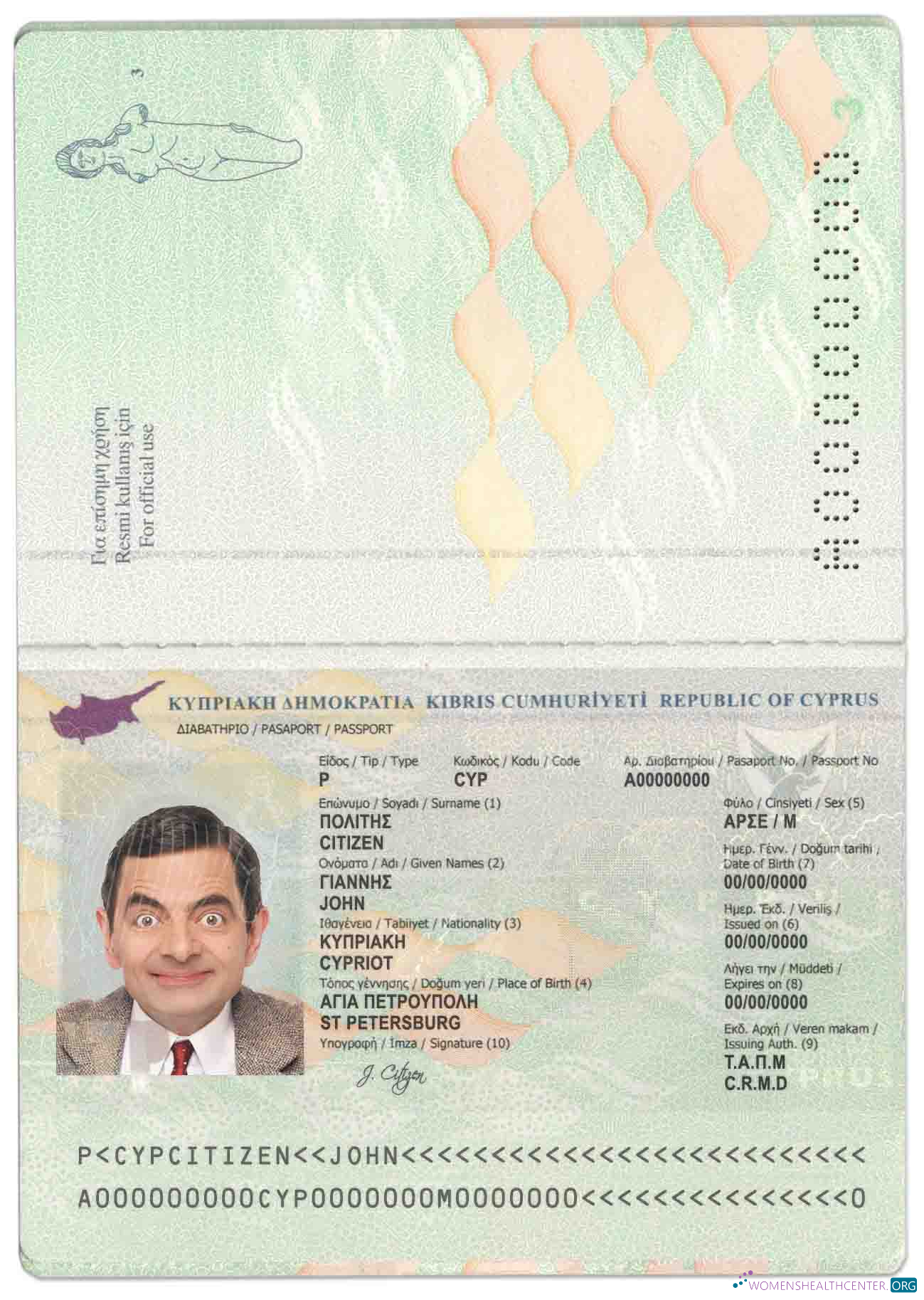 Download Cyprus passport Photoshop template